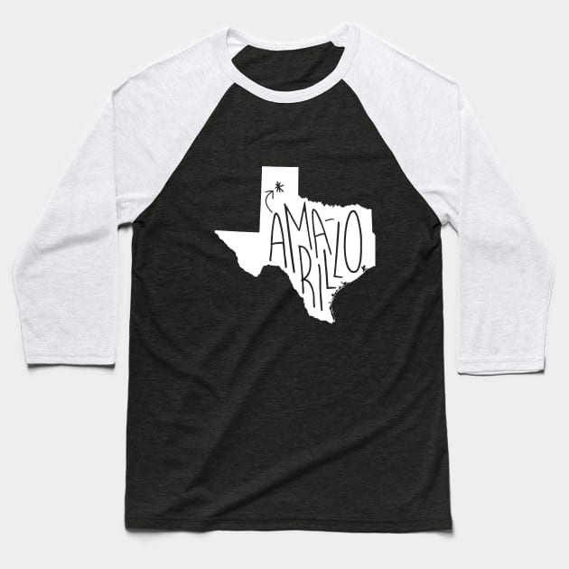 Amarillo, Texas (White Ink) Baseball T-Shirt by AmarilloShirts